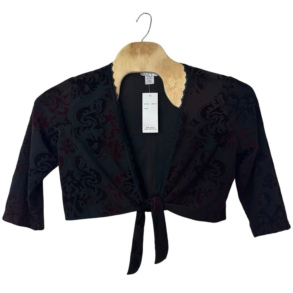 Carducci NWT Deadstock Tie Front Bolero Top Size L Velvet Burnout Whimsigoth